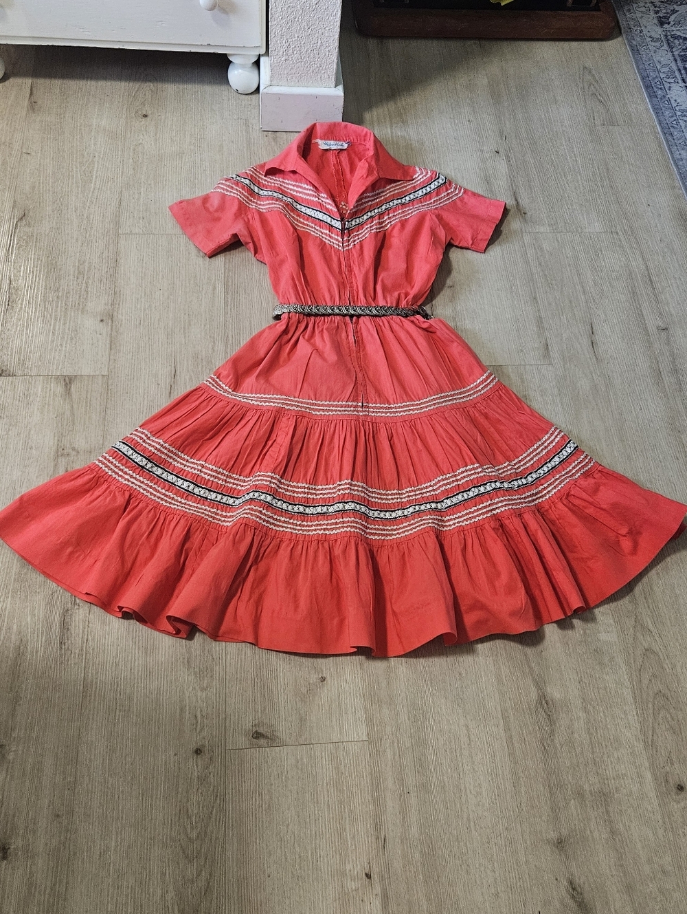Vtg. 50's "Western Dandee" Hot Pink Patio/Fiesta Dress Size S - Picture 4 of 12